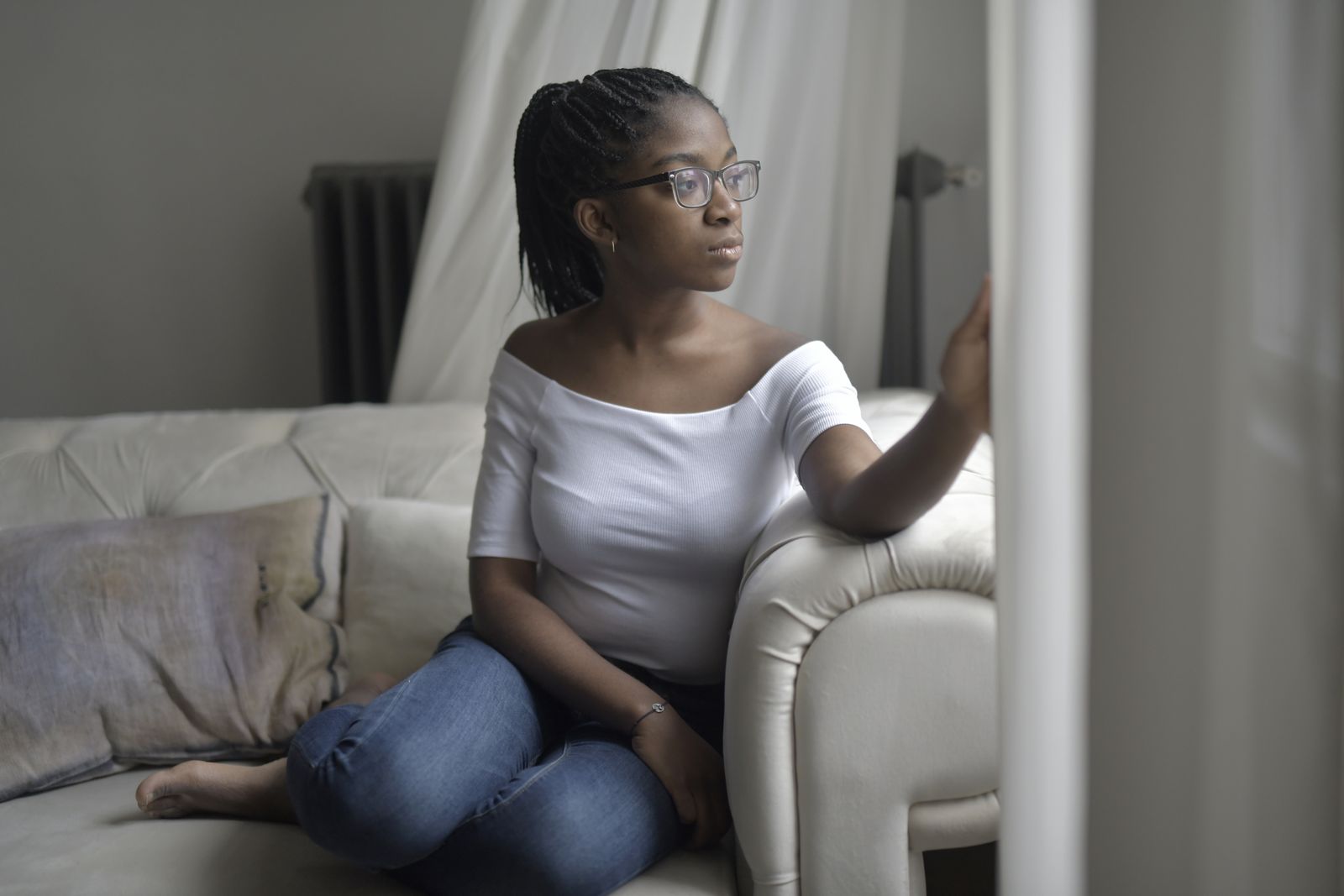 A quiet moment by the window at home